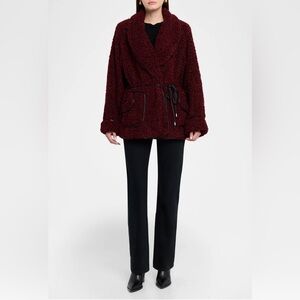 Simkhai Kimia Tie Waist Sherpa Jacket in Oxblood / Medium